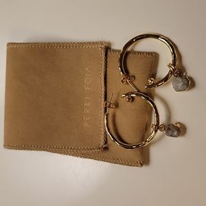 OPEN END HOOP EARRINGS WITH LABRADOURITE DANGLES 